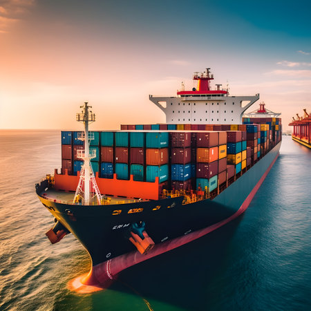 cargo container ship loading and unloading world wild business Logistics and transportation, AI Generated, Generative AIの素材