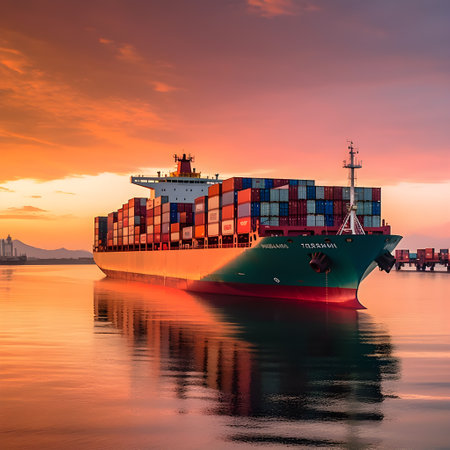 cargo container ship loading and unloading world wild business Logistics and transportation, AI Generated, Generative AIの素材