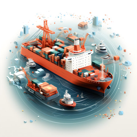 cargo container ship loading and unloading world wild business Logistics and transportation, AI Generated, Generative AIの素材