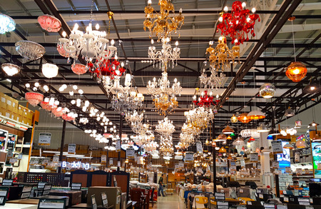 december 22, 2018 - maehongson - Thailand, Shopping many kinds of Lamps in a department storのeditorial素材