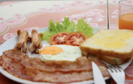 Make breakfast for eating on holiday.の写真素材