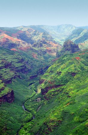 Aerial view of Waimea Canyon on Kauai, Hawaii.の写真素材
