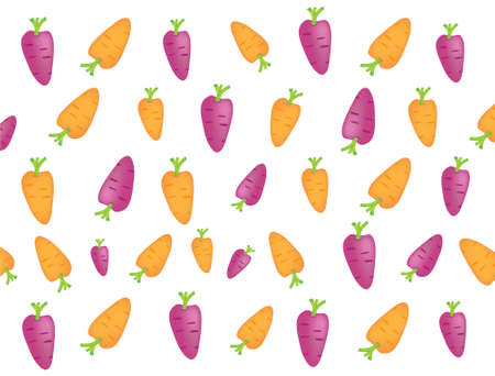 Carrot orange and Purple vector on white Background ,carrot texture cute,Vegetable vector illustrationのイラスト素材