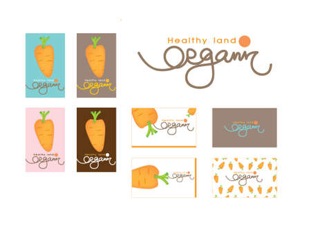 Organic healthy land Card set , illustration of card for your organic product or your brand.のイラスト素材