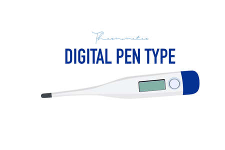 Digital pen Thermometer on white background and copy space. New normal equipment for everywhere in the world.のイラスト素材