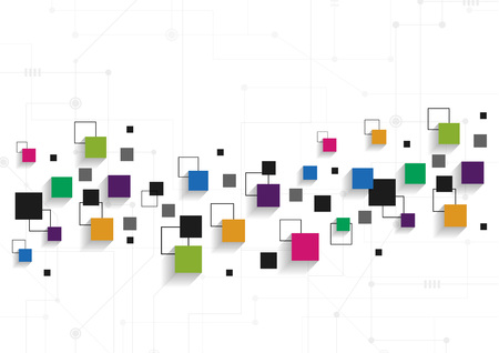 Vector technology concept. Connected Lines and Squares Colorfulのイラスト素材