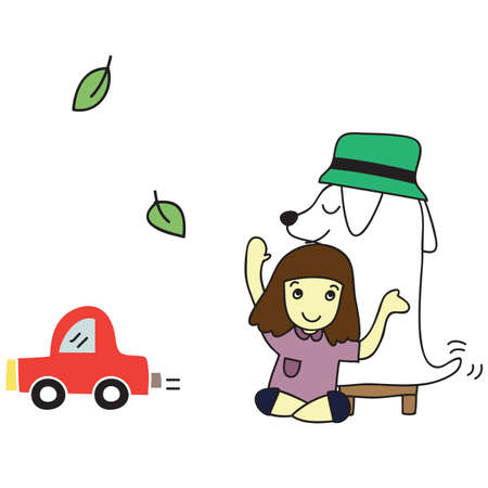 Chilling out with my dogのイラスト素材