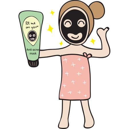 black mask helps my face remain clear and healthy glowのイラスト素材