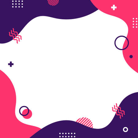 Colorful dynamic memphis style in square size. Abstract creative background. Template for...