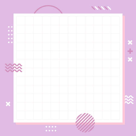 Pastel purple Memphis style in square Scale. Abstract creative background. Template for banner advertising with copy space for text. Modern graphic design illustration.のイラスト素材