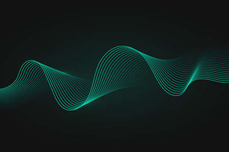 Minimal abstract wave on dark background. Futuristic style backdrop. Dynamic colorful wavy line...