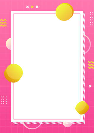 Pink gradient Memphis style background in A4 Scale. Abstract creative wallpaper. Template for prints, posters, or banner with copy space for text. Colorful modern vector graphic design illustration.のイラスト素材