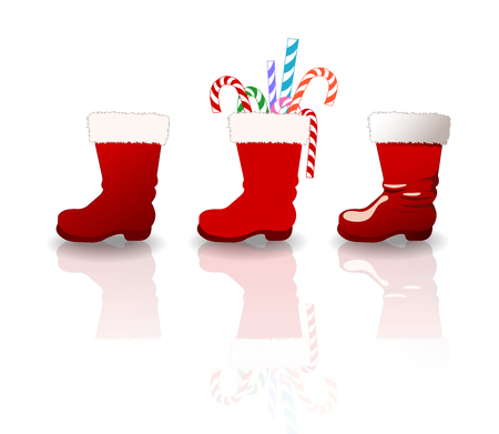Vector set of santa clause bootsのイラスト素材
