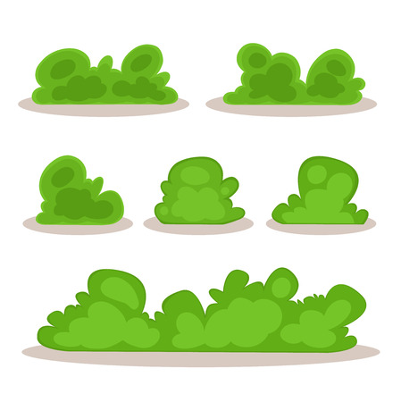 Set of bushes in hand-drawn style for decoration on your works, bush cartoon vectorのイラスト素材