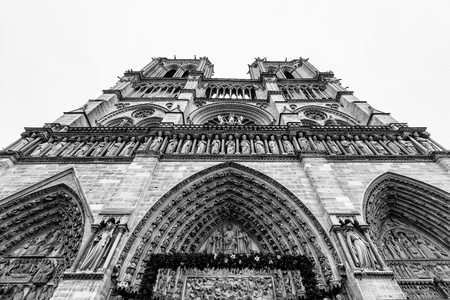 Notre-Dame Cathedral Facade, Paris, France の写真素材