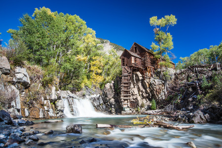 Abandon Crystal Mill in Colorado mountain in fallsのeditorial素材