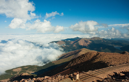 view from observation deck at the top of Pike Peak, Colorado Springs, COの写真素材