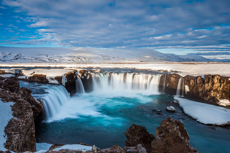 beautiful Godafoss fall in early spring, Icelandの写真素材