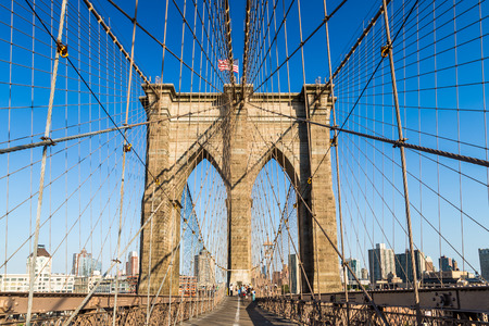 Brooklyn Bridge in summer, New York Cityのeditorial素材