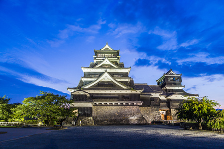 Kumamoto Castle at night in Kumamoto, Kyushu, Japanのeditorial素材