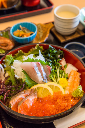 Chirashi lunch set - mix sashimi over rice setの写真素材