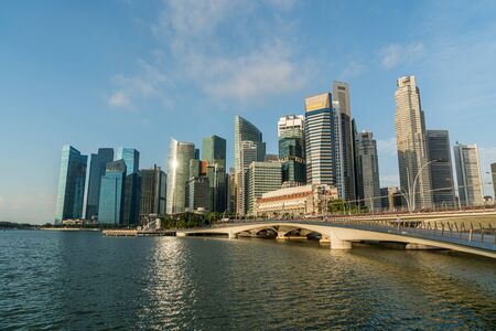 Singapore financial district skyline in the morningのeditorial素材