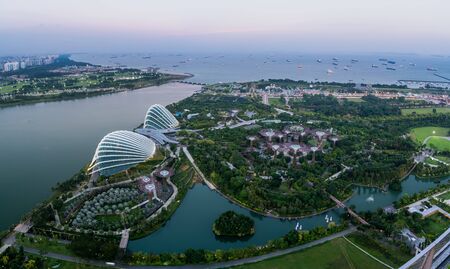 areial view of garden by the bay park in Singapore in the eveningのeditorial素材