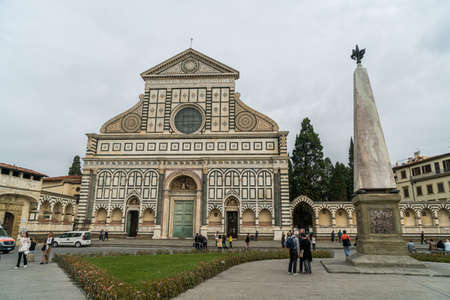 FLORENCE, ITALY - 3 October, 2017: Piazza Santa Maria Novella in center of Florence. Tuscany, Italy.のeditorial素材