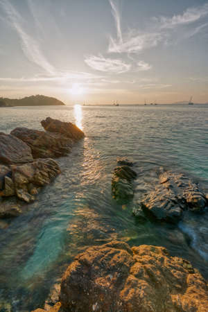 Sunset view at sunset Beach in Koh Lipe Island, Satun, Thailand.の写真素材