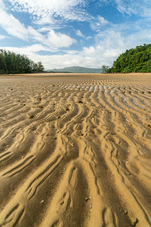 Beautiful Layan beach at sunset, Phuket, Thailandの写真素材
