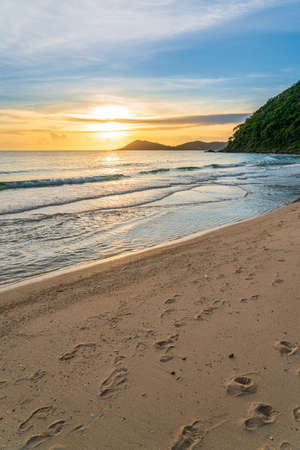 Beautiful sunset in Koh Samet Island, Famous Tourist destination in Rayong, eastern Thailandの写真素材