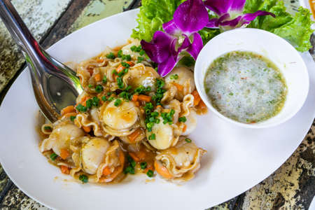 Stir fried scallops with black pepper sauceの写真素材