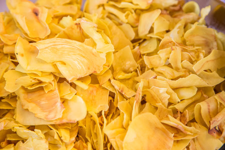 Fried durian chip in Thai local marketの写真素材