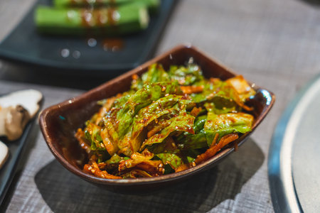 spicy Korean lettuce salad - Traditional Korean sidedish.の写真素材