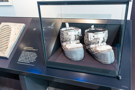 WASHINGTON, D.C. - April 10, 2023 :  Moon exploration spacecraft and tool exhibits in  in the Lunar exploration exhibited at the Smithsonian National Air and Space Museum..のeditorial素材