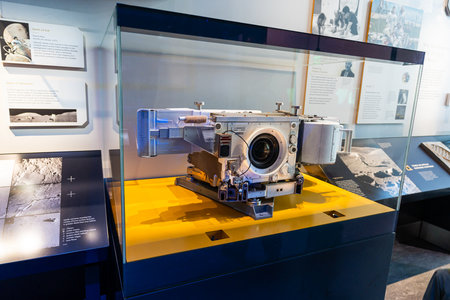 WASHINGTON, D.C. - April 10, 2023 :  Moon exploration spacecraft and tool exhibits in  in the Lunar exploration exhibited at the Smithsonian National Air and Space Museum..のeditorial素材