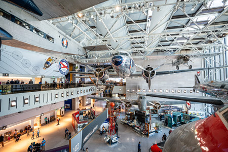 WASHINGTON, D.C. - April 10, 2023 : History of air transportation in the United States exhibition in...