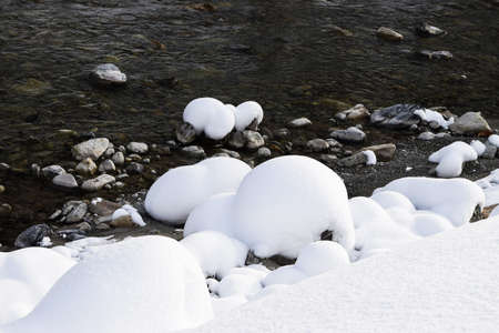 Snow cover on the riverの写真素材
