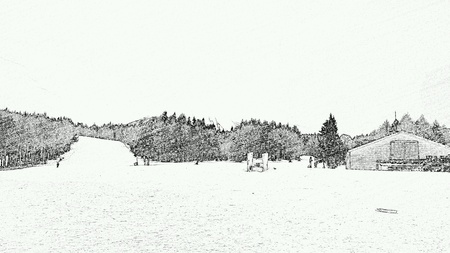 Snow park in black and white shading.の素材