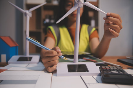 Female architect working at home.の写真素材
