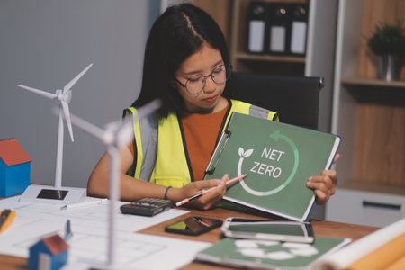 Female architect working at home.の写真素材