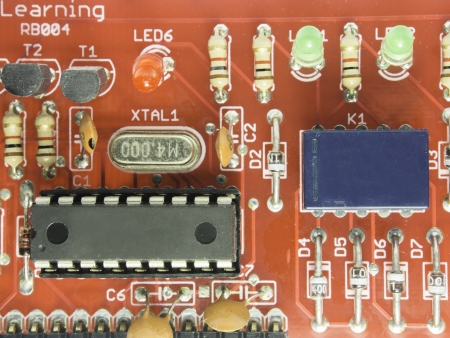 Red circuit board with chip