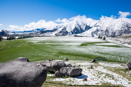 Castle hill in winter, Southern Alps, New Zealandの写真素材