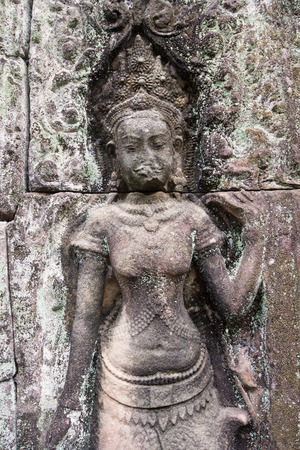 apsara on the wall in Angkor Wat, Siem Reap, Cambodiaの写真素材