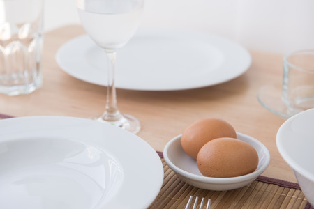 Eggs on bowlの写真素材