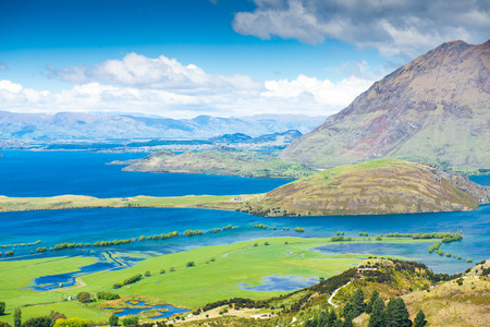 Lake Wanaka view from mount Rocky near Daimond Lake, Wanaka, New Zealand.の写真素材