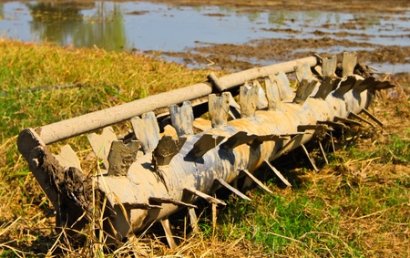  Part of agricultural tractor to plowing the rice fieldの写真素材