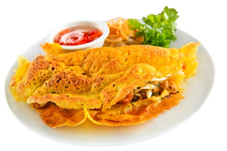 Stuffed crispy egg crepe,Vietnam cuisineの写真素材