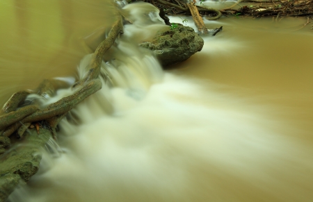 Waterfall  after rain in a national park, Thailandの写真素材