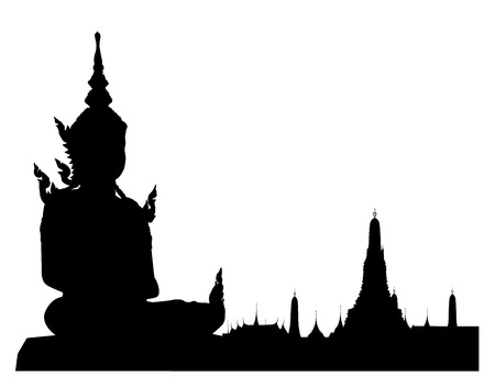 Silhouetted of buddha sculptureのイラスト素材